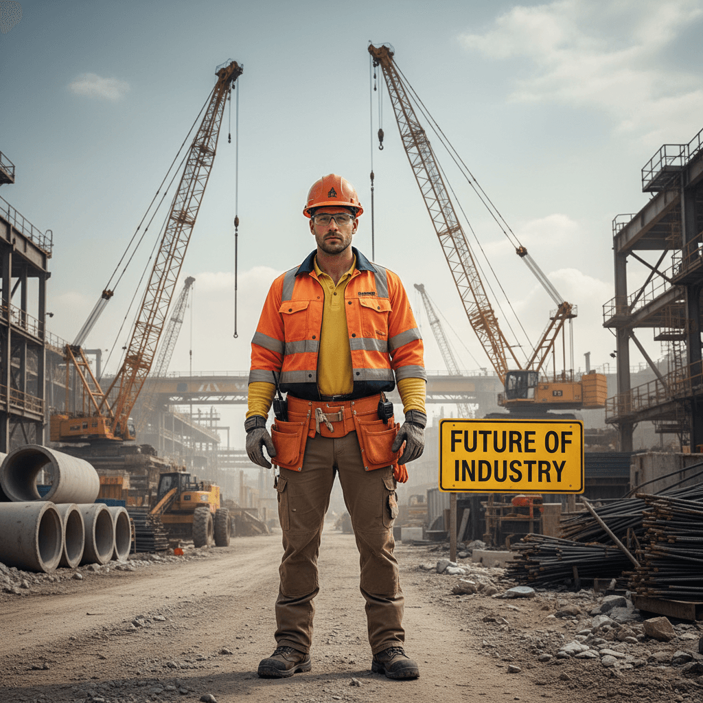 Worker in high-visibility durable workwear at an industrial site