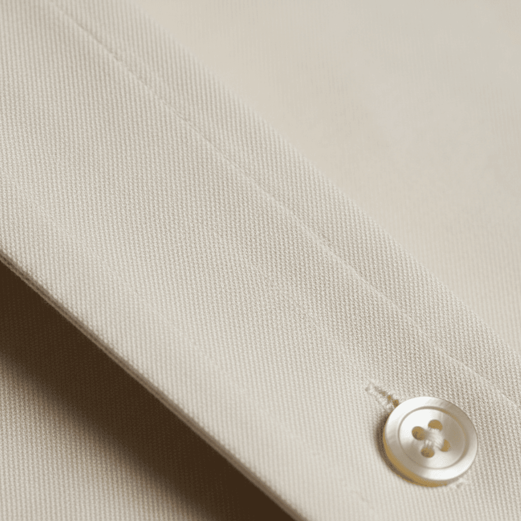 Close-up of sturdy cotton fabric with visible reinforced stitching